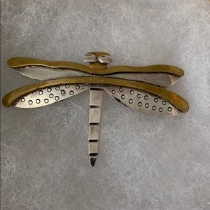 Silver and Brass Dragonfly Pin